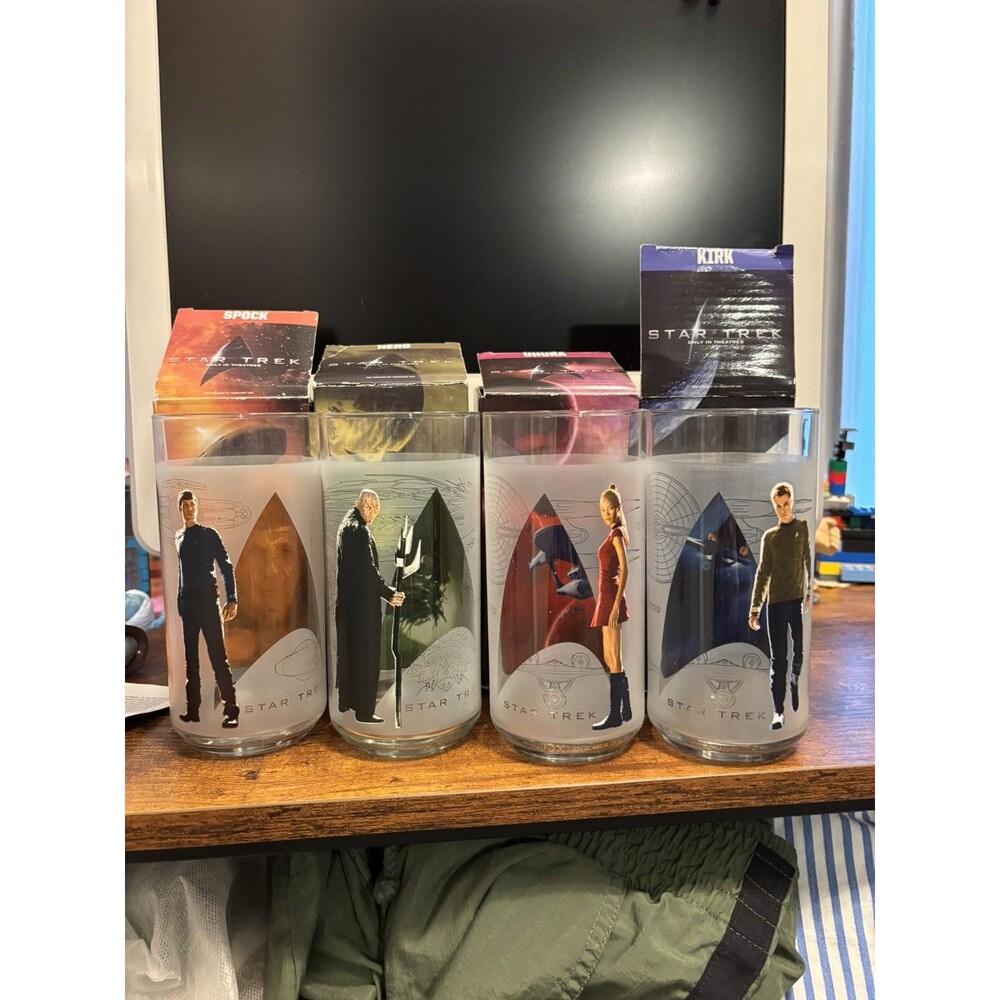 Star Trex Collectible Glasses 2008 Burger King Complete Set Of 4 With Boxes